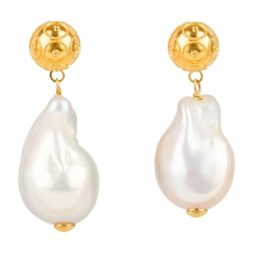 Casa Padrino Ohrringe Conta de Viana aus 19,2Kt Gold mit Barockperlen
