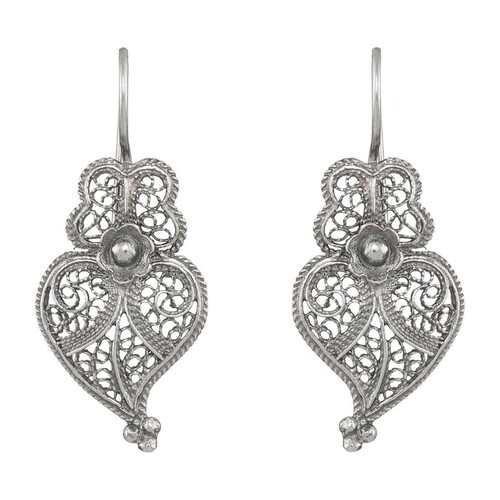 Casa Padrino Ohrringe Herz von Viana 2,5 cm aus Sterlingsilber