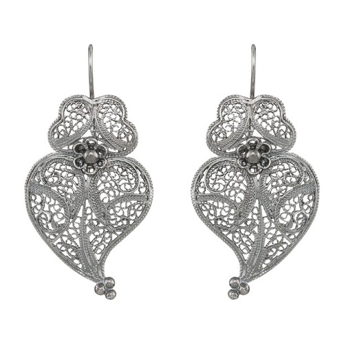 Casa Padrino Ohrringe Herz von Viana 4,0 cm aus Sterlingsilber