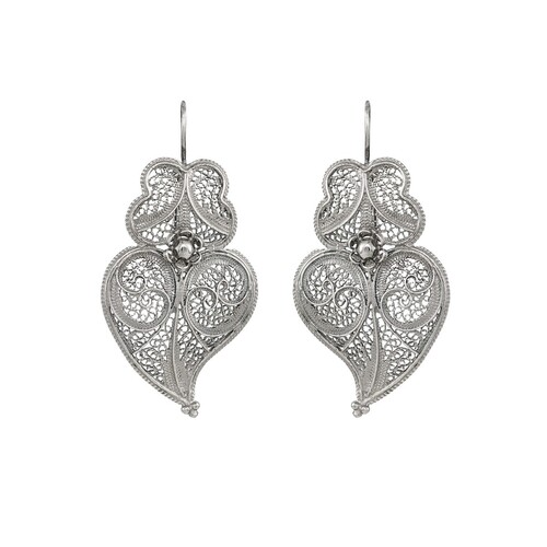 Casa Padrino Ohrringe Herz von Viana 4,5 cm aus Sterlingsilber