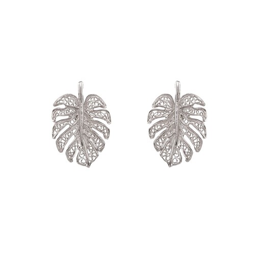Casa Padrino Ohrringe Monstera aus Sterlingsilber