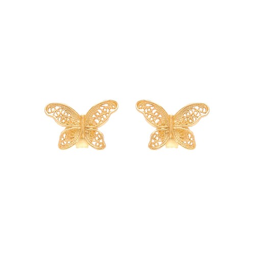 Casa Padrino Ohrringe Schmetterling aus Vergoldetem Silber