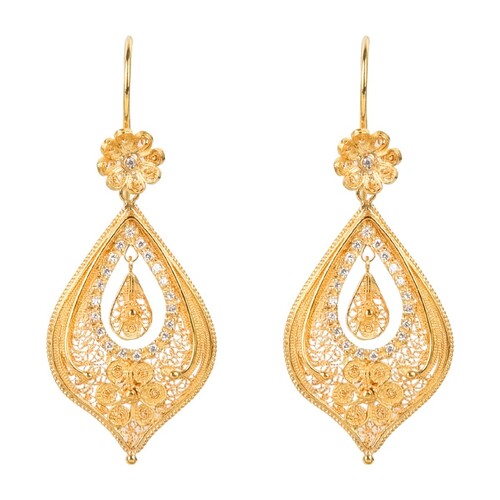 Casa Padrino Ohrringe Tropfen Blume aus 19,2Kt Gold mit Diamanten