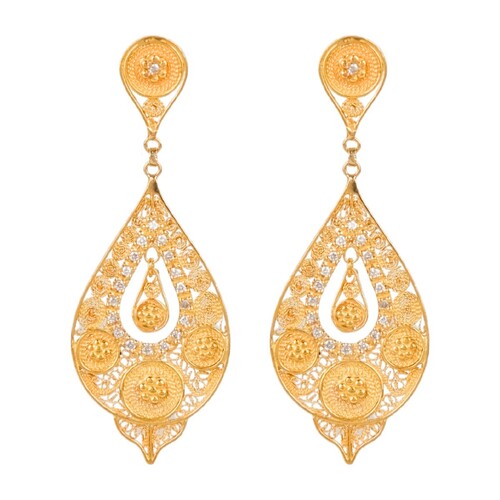 Casa Padrino Ohrringe Tropfen Kreise aus 19,2Kt Gold mit Diamanten