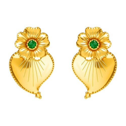 Casa Padrino Ohrringe Unabh�ngiges Herz aus 19,2Kt Gold mit Smaragd
