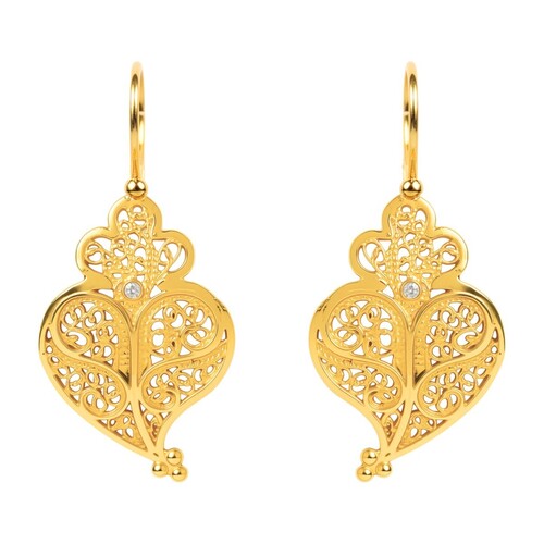 Casa Padrino Ohrringe Volles Herz aus 19,2Kt Gold mit Diamant
