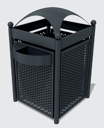 Casa Padrino Park Abfallbeh�lter Dunkelgrau H. 110 cm - Stadt Abfalleimer - Metall M�lleimer