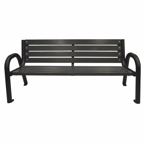 Casa Padrino Parkbank Schwarz 150 cm - Stadtbank - Gartenbank mit R�ckenlehne und Armlehnen - Outdoor Sitzbank