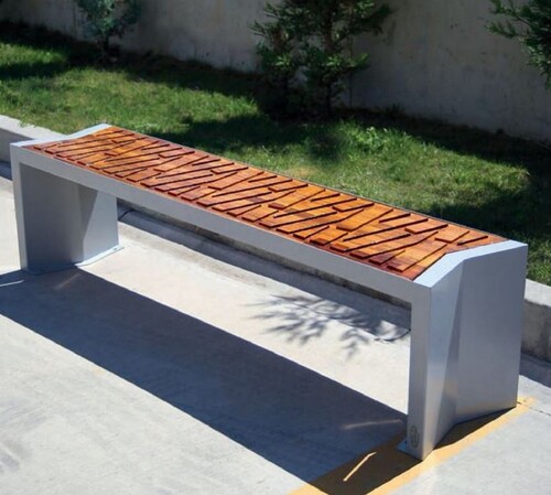 Casa Padrino Parkbank - Metall Stadtbank Grau / Braun 146 cm - Stadt & Park M�bel