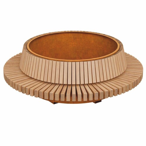 Casa Padrino Parkbank - Runde Stadtbank mit Pflanzk�bel  305 cm - Outdoor & Park M�bel