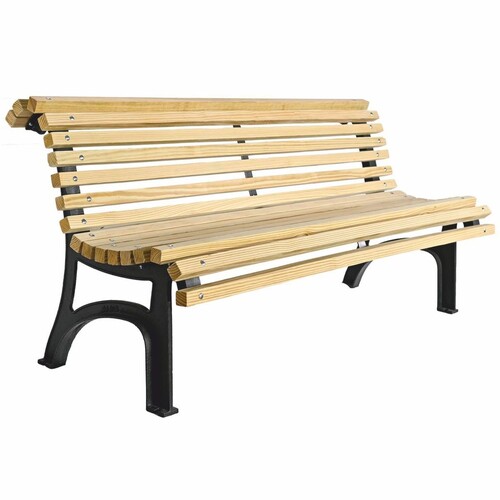 Casa Padrino Parkbank - Stadtbank Naturfarben / Schwarz 180 cm - Outdoor M�bel