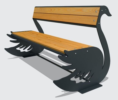 Casa Padrino Parkbank - Stadtbank Schwan Naturfarben / Schwarz 159 cm - Outdoor & Park M�bel