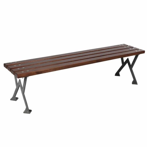 Casa Padrino Parkbank - Stadtbank Dunkelbraun / Grau 180 cm - Massive Gartenbank