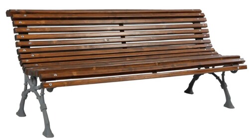 Casa Padrino Parkbank - Stadtbank mit R�ckenlehne Dunkelbraun / Grau 180 cm - Garten M�bel