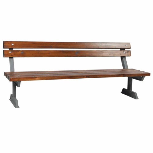 Casa Padrino Parkbank - Stadtbank mit R�ckenlehne Dunkelbraun / Grau 180 cm