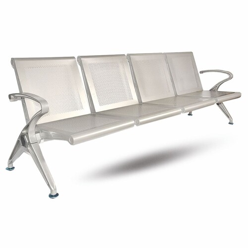 Casa Padrino 4er Besucherbank / Wartezimmerbank Silber 238 cm - Wartezimmer Mbel