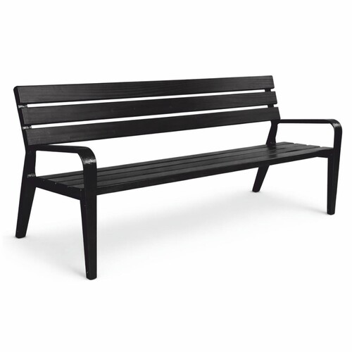 Casa Padrino Parkbank - Stadtbank mit R�ckenlehne und Armlehnen Schwarz 180 cm