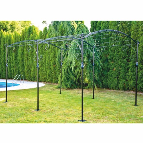 Casa Padrino Jugendstil Schmiedeeisen Pergola Schwarz 300 cm - Garten M�bel