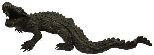 Casa Padrino Luxus Bronzefigur Krokodil Bronzefarben 180 x 90 x H. 65 cm - Luxus Bronze Skulptur - Dekofigur - Luxus Qualit�t
