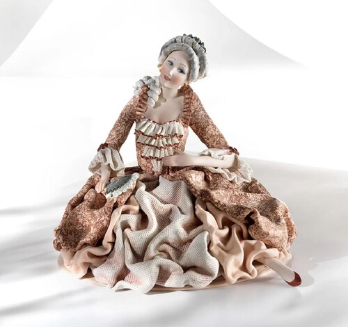 Casa Padrino Barock Porzellan Deko Puppe Dame Bunt H. 28 cm - Made in Italy