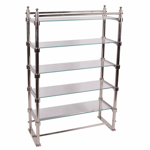 Casa Padrino Luxus Metall Regalschrank mit Glasregalen Silber H. 130 cm -  Metall M�bel
