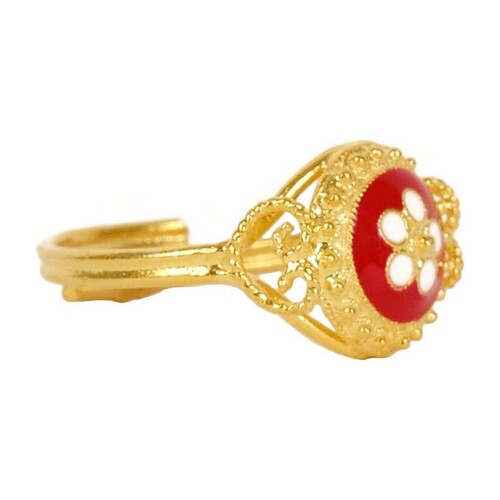 Casa Padrino Ring Caramujo Rot aus Vergoldetem Silber