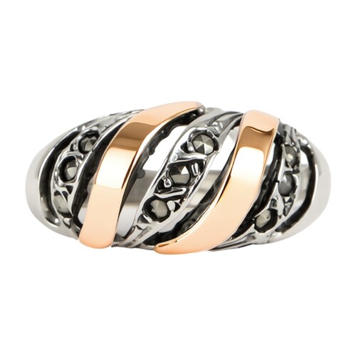 Casa Padrino Ring Croissant Markasit aus Silber und Gold