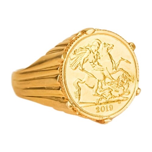 Casa Padrino Ring Halbe Pfund aus Vergoldetem Silber