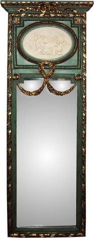 Casa Padrino Rokoko Wandspiegel Gold B 59 x H 161 cm in Antik Gr�n / Gold - Barock Spiegel Edel & Prunkvoll