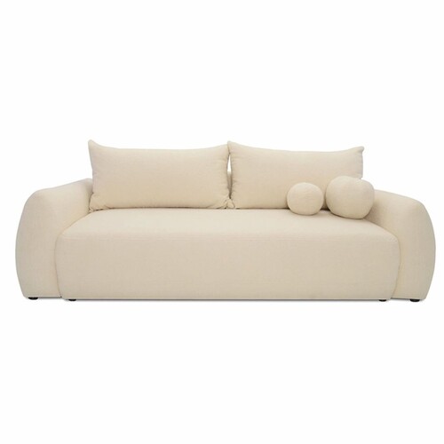 Casa Padrino Schlafsofa Creme 250 cm - Ausklappbares Wohnzimmer Sofa mit Kissen