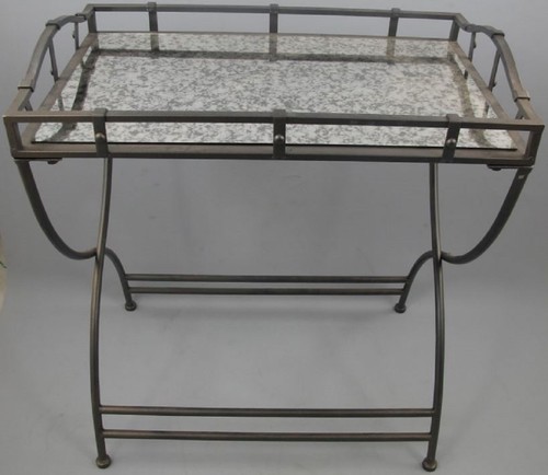 Casa Padrino Jugendstil Serviertisch mit antikem Spiegelglas Schwarz 70 x 46 x H. 80 cm - Gastronomie Accessoires