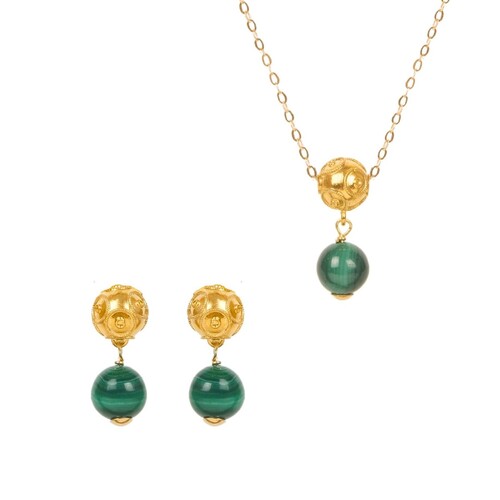 Casa Padrino Set Conta de Viana aus 19,2Kt Gold mit Malachit