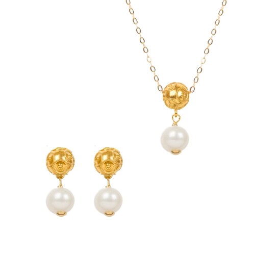 Casa Padrino Set Conta de Viana aus 19,2Kt Gold mit Perlen