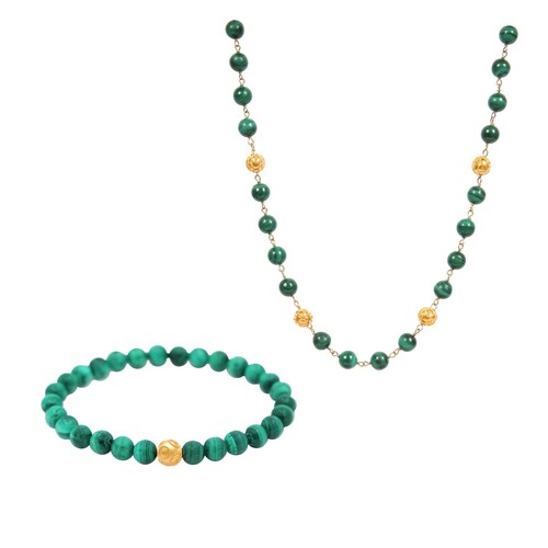Casa Padrino Set Contas de Viana aus 19,2Kt Gold mit Malachit