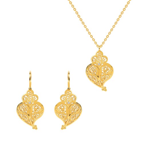 Casa Padrino Set Volles Herz aus 19,2Kt Gold mit Diamant