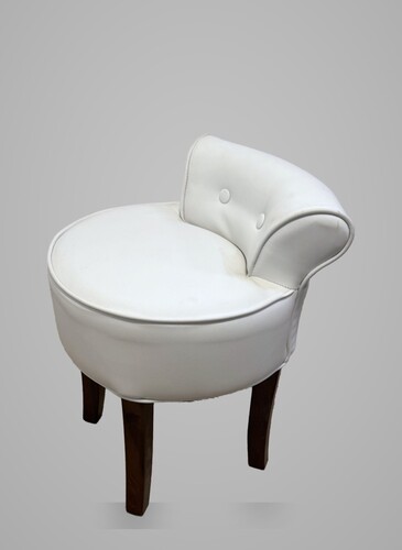 Casa Padrino Sitzhocker mit R�ckenlehne Wei� / Dunkelbraun 50 x H. 62 cm - Gepolsterter Hocker