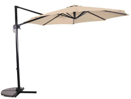 Casa Padrino Luxus Ampelschirm Anthrazit / Naturfarben  300 cm - Sonnenschirm mit St�nder - Garten Sonnenschirm - Terrassen Sonnenschirm - Balkon Sonnenschirm - Garten Terrassen Balkon Accessoires