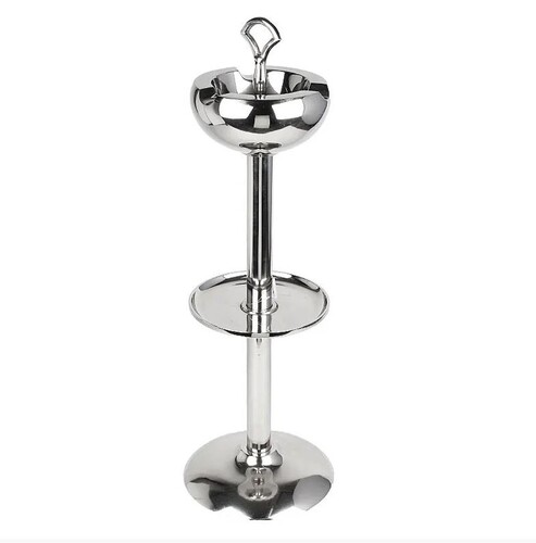 Casa Padrino Stand Aschenbecher Silber 24x20x73cm  - Runder Aluminium Aschenbecher mit St�nder - Deko Accessoires