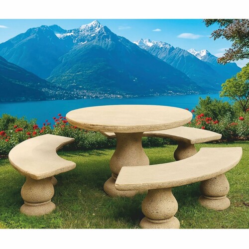 Casa Padrino Jugendstil Beton Gartenm�bel Set Beige - Beton Garten M�bel - Jugendstil Garten M�bel - Made in Italy