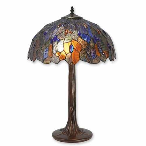 Casa Padrino Tiffany Tischleuchte Bunt / Dunkelbraun H. 60 cm - Tiffany Leuchten