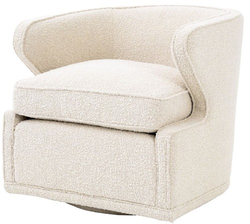 Casa Padrino Luxus Drehsessel Cremefarben 75 x 80 x H. 73 cm - Wohnzimmer Sessel - Luxus Qualit�t