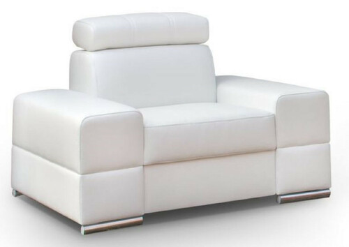 Casa Padrino Wohnzimmer Sessel Wei� / Silber 114 x 97 x H. 78-95 cm - Moderner Sessel mit verstellbarer Kopfst�tze - Moderne Wohnzimmer M�bel