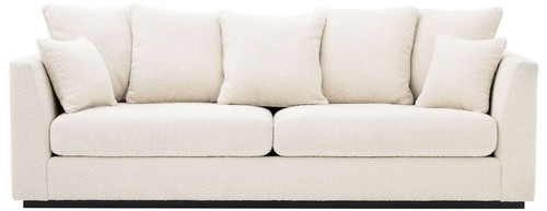 Casa Padrino Luxus Wohnzimmer Sofa Cremefarben / Schwarz 255 x 100 x H. 90 cm - Couch mit 7 Kissen - Luxus Qualit�t