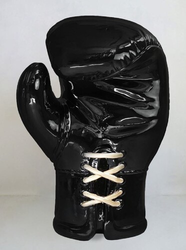 Casa Padrino XXL Deko Boxhandschuh Schwarz / Gold H. 120 cm - Wohnzimmer & B�ro Deko