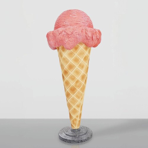 Casa Padrino Deko Eis im H�rnchen Rosa / Naturfarben / Grau H. 105 cm - Eisdielen Dekoration