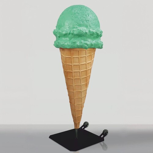 Casa Padrino XXL Deko Eis im H�rnchen Gr�n / Naturfarben / Schwarz H. 140 cm - Eisdielen Dekoration