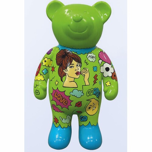 Casa Padrino XXL Deko Skulptur Teddyb�r Gr�n / Bunt H. 142 cm - Gro�e Deko Figur