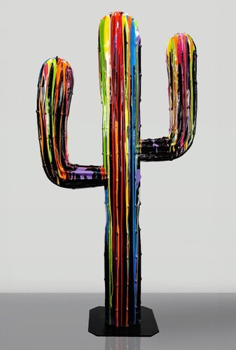 Casa Padrino XXL Deko Kaktus Schwarz / Bunt H. 180 cm - Garten Dekoration
