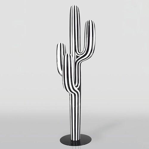 Casa Padrino XXL Deko Kaktus Wei� / Schwarz H. 195 cm - Garten Dekoration