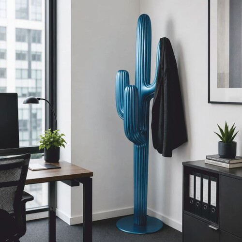 Casa Padrino XXL Deko Kaktus Blau Metallic H. 195 cm - Garderobenst�nder - Deko Accessoires